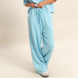 Acid Wash French Terry Wide-leg Pants